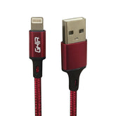 Cable Usb Tipo Lightning Ghia Nylon Color Rojo De 1 Metro